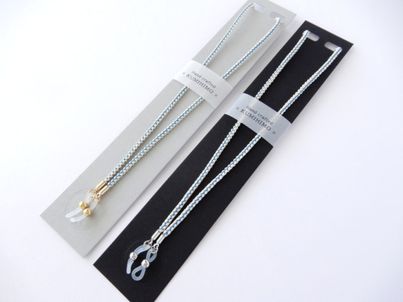 手工kumihimo[Tsuriyotsu-gumi：cyan] Glasses strap 第5張的照片