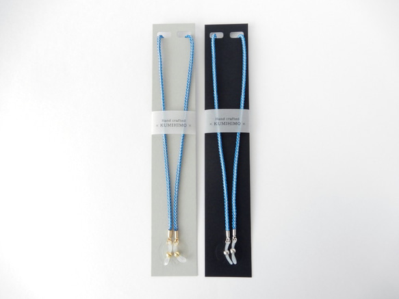 手工kumihimo[Tsuriyotsu-gumi：Cyan] Glasses strap 第5張的照片