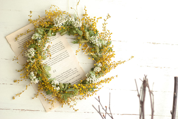 ミモザ 3月のリース* リース hanasaka* 通販 449501｜Creema(クリーマ