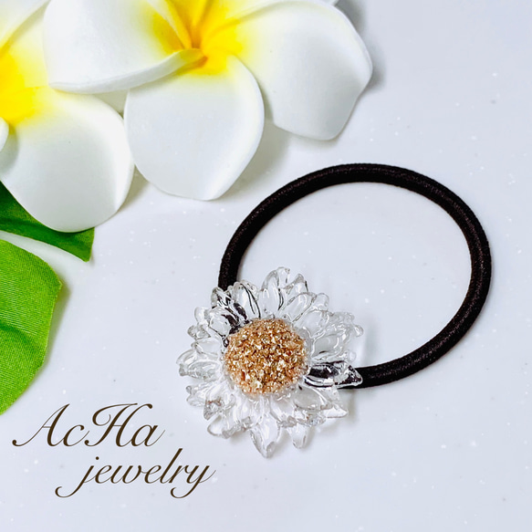 フラワー ヘアゴム スケルトン クリア ヘアアクセサリー ゴム ゴム交換