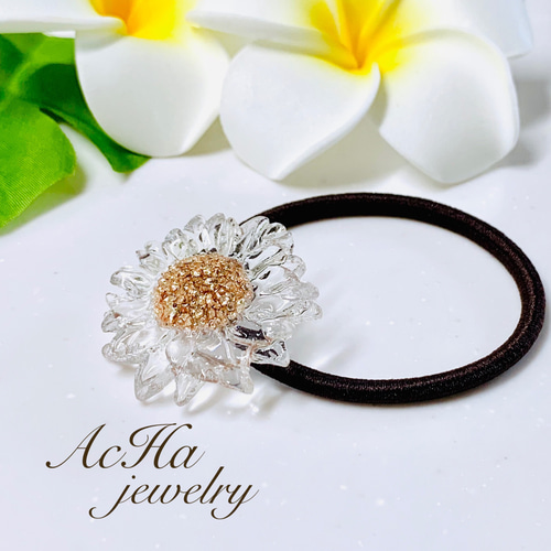 フラワー ヘアゴム スケルトン クリア ヘアアクセサリー ゴム ゴム交換