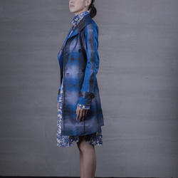 ブルー市松模様のコート 1枚目の画像