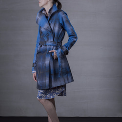 ブルー市松模様のコート 2枚目の画像