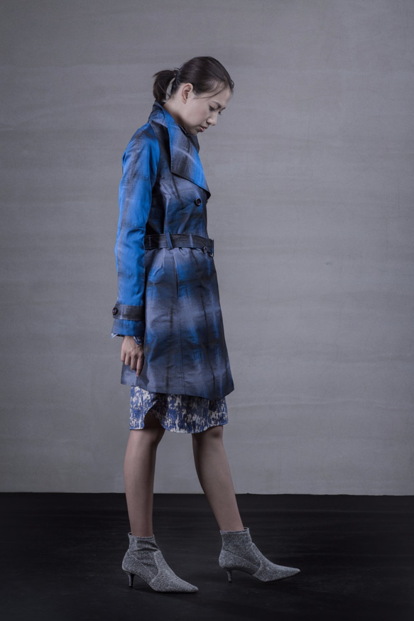 ブルー市松模様のコート 3枚目の画像