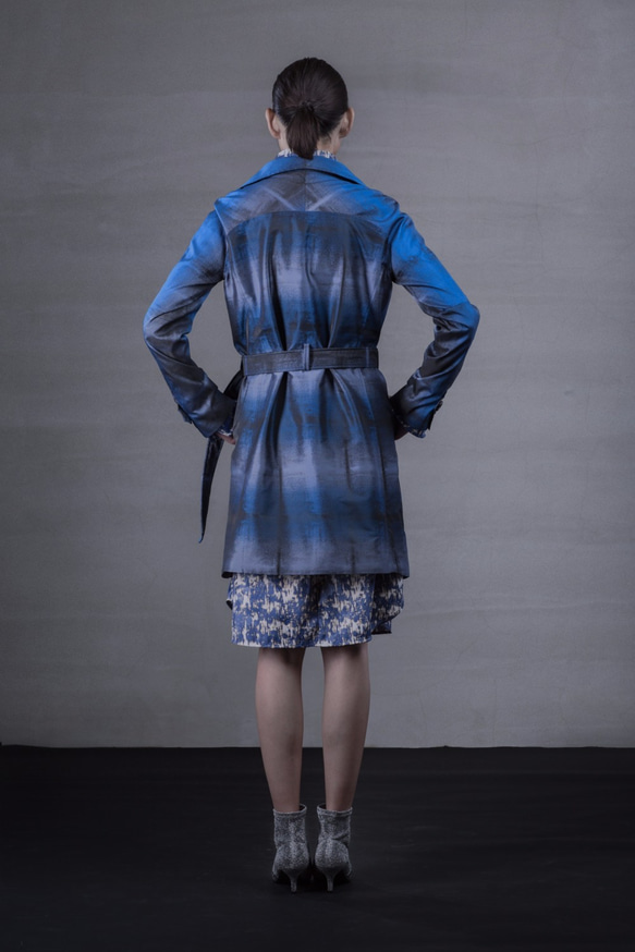ブルー市松模様のコート 4枚目の画像