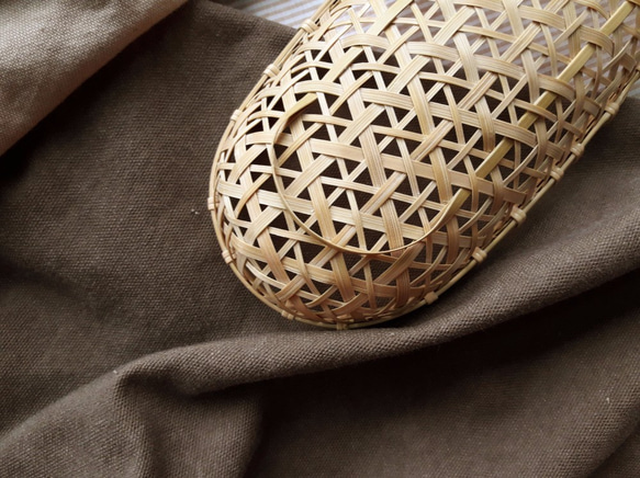 [作品展示]小物ロングライトバスケット - 手作り竹編み物|道具|収納|自然|環境保護|浅皿|お茶 3枚目の画像