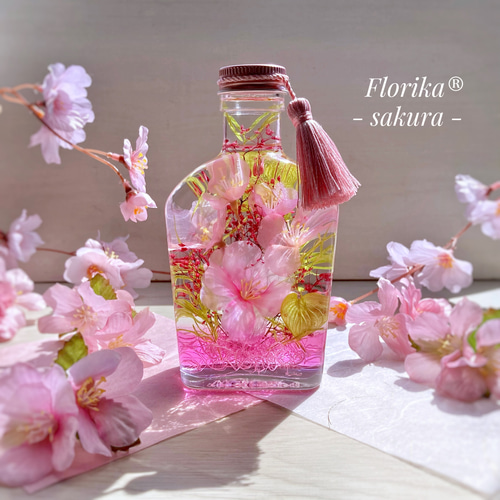 新感覚ハーバリウム『和風◇桜と2層レイヤーオイル』 お家でお花見  
