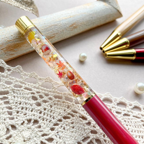 ♡秋のハーバリウムボールペン♡『オータムジュエル/どんぐりと