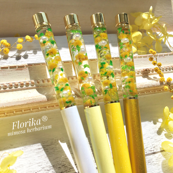 人気のミモザ❁】替芯orラッピング無料 ハーバリウムボールペン