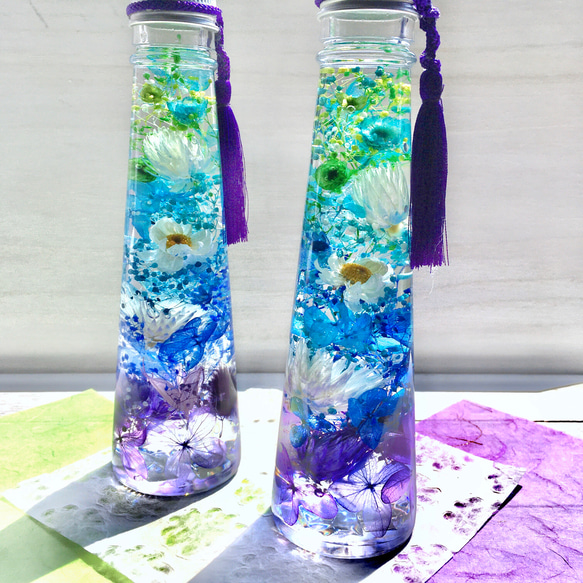◇和風◇ハーバリウム 『安らぎの青』◇18cm 無料ラッピング ハー 