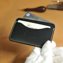 財布にも入るパスケース ブラック 黒 革 レザー 2枚目の画像