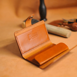 イタリアンレザーのコンパクトウォレット 茶色 革財布 小さい財布 三つ折り財布 レザーウォレット 5枚目の画像