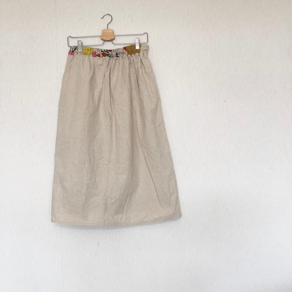 綿麻キノコ生地の3wayスカート1 2枚目の画像