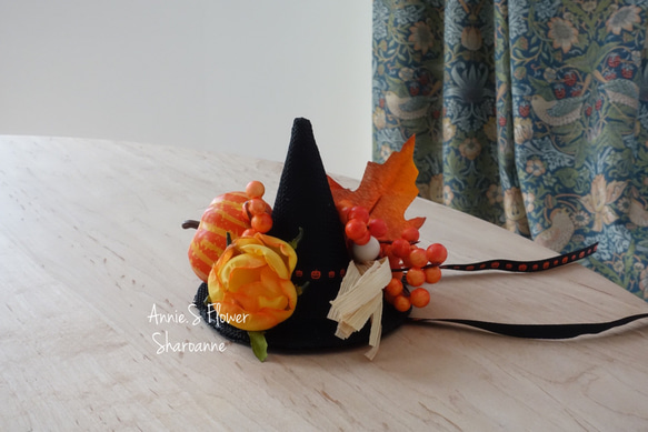 【予約品・9月上旬お届け】シャロアンのハロウィン三角帽子＆コサージュセット 9枚目の画像