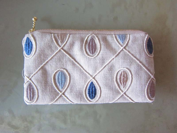 英国生地 MS 刺繍 ポーチ C コスメ入れ サニタリー デバイス 充電器 薬