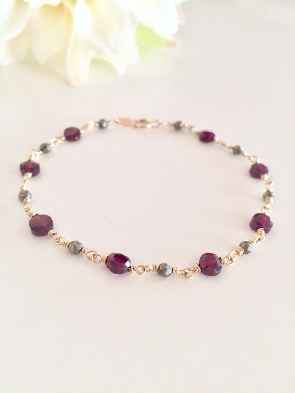 Rhodolite Garnet with Pyrite 〜bracelet〜 1枚目の画像