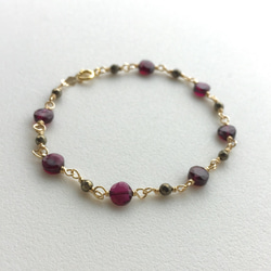 Rhodolite Garnet with Pyrite 〜bracelet〜 3枚目の画像