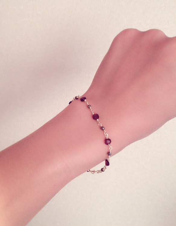 Rhodolite Garnet with Pyrite 〜bracelet〜 4枚目の画像