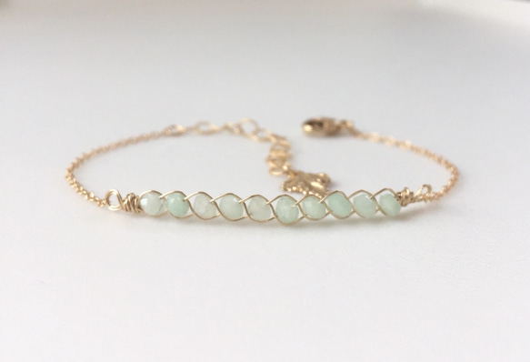 グリーンオパール Leaf bracelet 14kgf 1枚目の画像