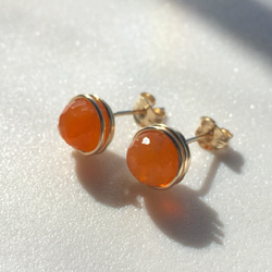 〜Carnelian〜カーネリアンワイヤースタッドピアス 2枚目の画像