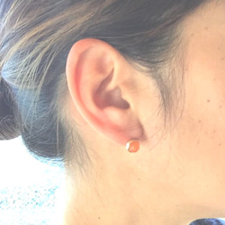 〜Carnelian〜カーネリアンワイヤースタッドピアス 3枚目の画像