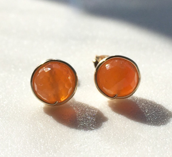 〜Carnelian〜カーネリアンワイヤースタッドピアス 4枚目の画像