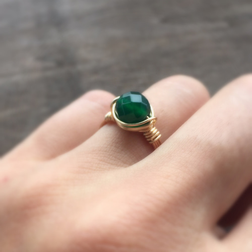 14kgf グリーンオニキス ワイヤーリング 指輪・リング Natural stance