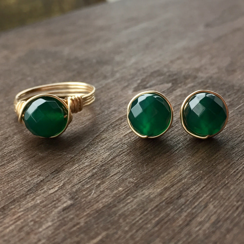 14kgf グリーンオニキス ワイヤーリング 指輪・リング Natural stance