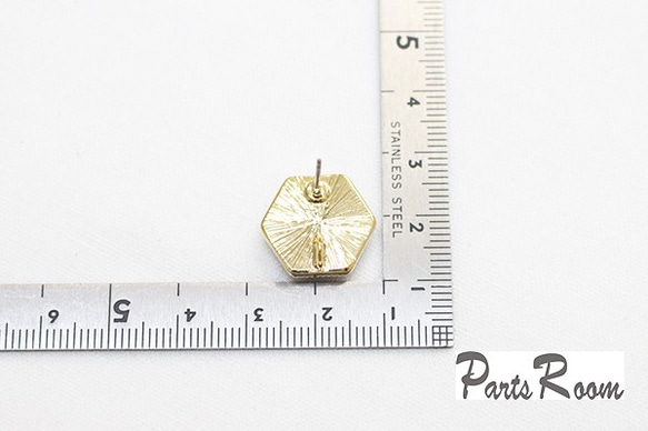 [2件]六邊形設計的帶有金色大理石圖案的耳環[勃艮第] [無鈦柱扣] mt-2875 第5張的照片