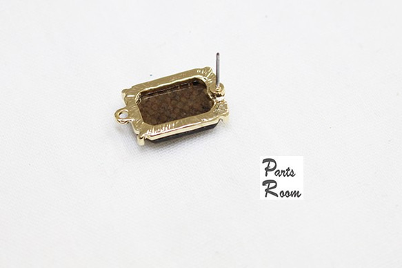 [2件]格子方形耳環[棕色] [鈦金屬掛扣] mt-2912 第3張的照片