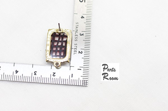 [2件]格子方形耳環[棕色] [鈦金屬掛扣] mt-2912 第4張的照片