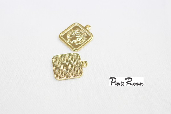 [2 件] LUCKY Charm Square Vintage Coin [Gold] mt-2976 第4張的照片