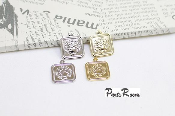 [2 件] LUCKY Charm Square Vintage Coin [Gold] mt-2976 第6張的照片