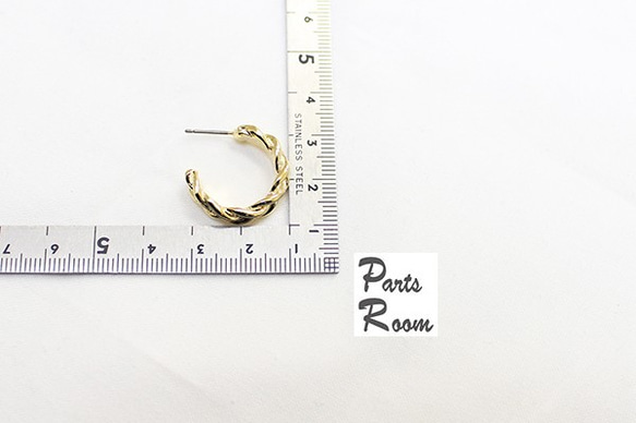 [2件]編織設計的圈形耳環[金] [無鈦柱扣] -mt-3060 第4張的照片