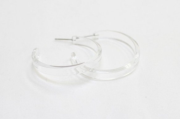 [4件]透明圈式耳環[無鈦柱扣] -mt-3070 第3張的照片
