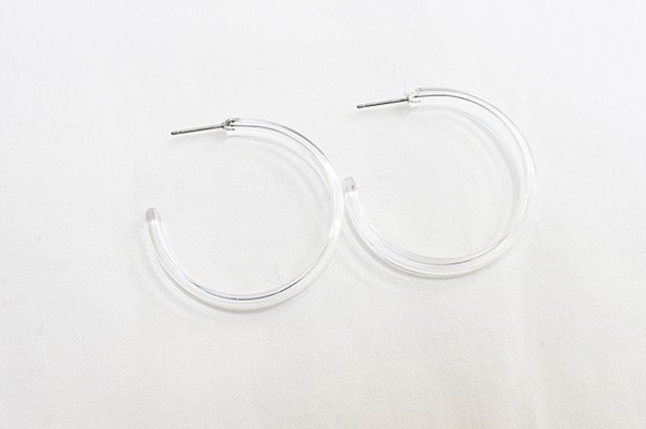 [4件]透明圈式耳環[無鈦柱扣] -mt-3070 第5張的照片