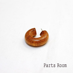 [2件]木圓耳環[棕色] [無鈦柱扣] -mt-3112 第3張的照片