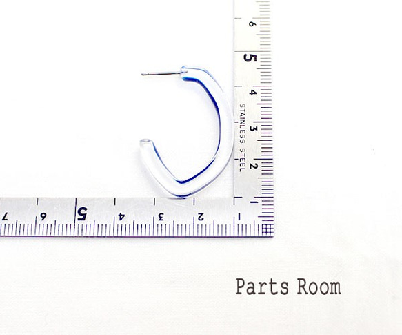 [2件] C形Epo透明耳環[藍色] [無鈦柱扣] -mt-3133 第5張的照片