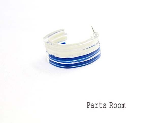 [2件] C形Epo透明耳環[藍色] [無鈦柱扣] -mt-3133 第7張的照片
