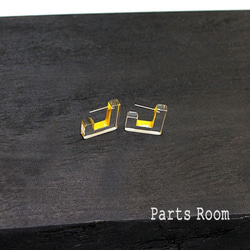 [2件]迷你L形Epo透明耳環[黃色] [無鈦柱扣] -mt-3138 第3張的照片