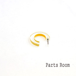 [2件]迷你C型Epo透明耳環[黃色] [無鈦柱扣] -mt-3142 第2張的照片