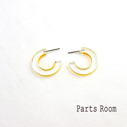 [2件]迷你C型Epo透明耳環[黃色] [無鈦柱扣] -mt-3142 第3張的照片