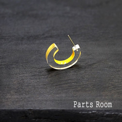 [2件]迷你C型Epo透明耳環[黃色] [無鈦柱扣] -mt-3142 第4張的照片