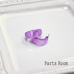 [4件]彩色透明圈形耳環[紫色] [無鈦柱扣] -mt-3144 第1張的照片