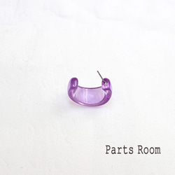 [4件]彩色透明圈形耳環[紫色] [無鈦柱扣] -mt-3144 第2張的照片