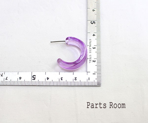 [4件]彩色透明圈形耳環[紫色] [無鈦柱扣] -mt-3144 第4張的照片