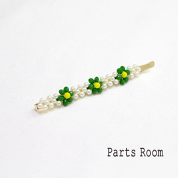 【2件】珠子、珍珠、花簪【綠色】mt-3194 第2張的照片