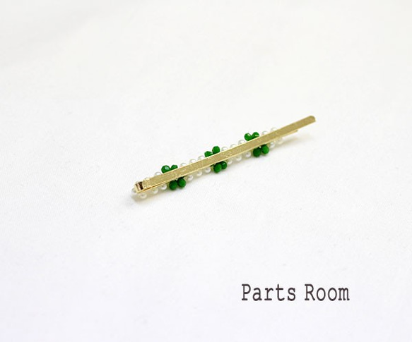 【2件】珠子、珍珠、花簪【綠色】mt-3194 第3張的照片