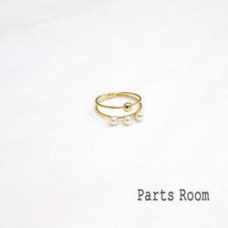 [2 件] 疊戴三重珍珠戒指 [金色]-mt-3199 第4張的照片