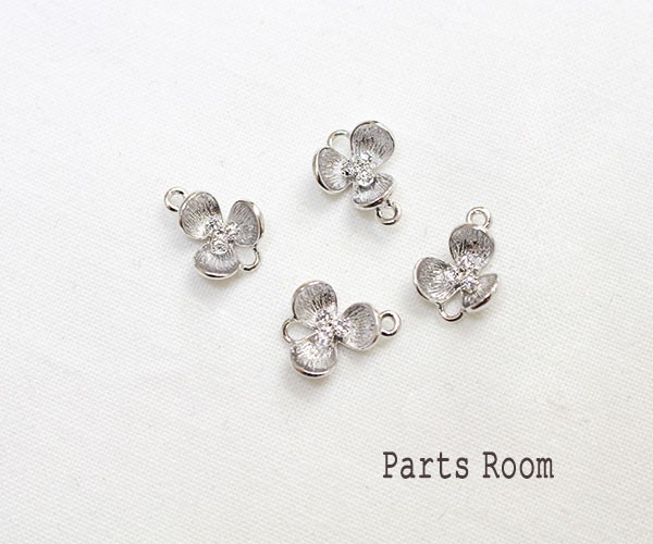 4個入】ミニフラワーカン付チャーム【シルバー】-mt-3274 チャーム